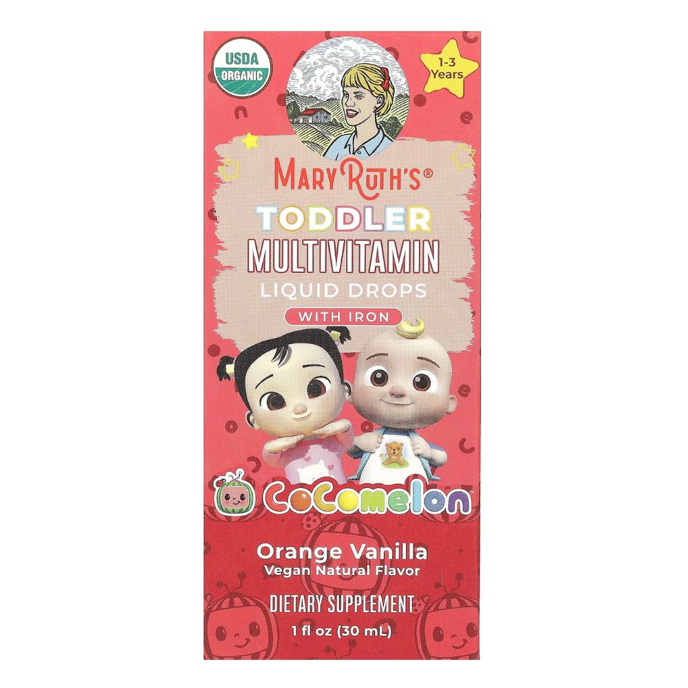 Mary Ruth's Toddler Multivitamin With Iron, 30 Ml, Orange Vanilla, Supports healthy growth and bone development.