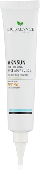 Bio Balance Aknsun Mattifying Face Aqua Fusion (SPF50+) Tinted Medium – For Oily & Acne-Prone Skin – 40ml