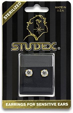STUDEX Sensitive Stud Earrings 6mm Cubic-Zirconia in a Tiffany Setting