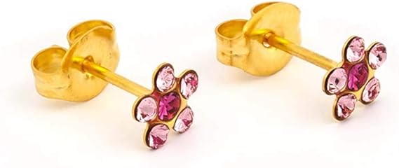Daisy Light Rose – Fuchsia 24K Pure Gold Plated Ear Studs For Kids | Hypoallergenic | Ideal for every day wear