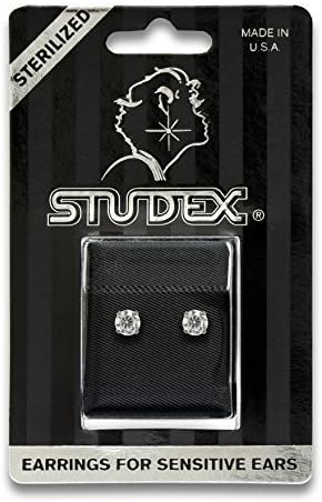 STUDEX Sensitive Stud Earrings 5mm Cubic-Zirconia in a Tiffany Setting