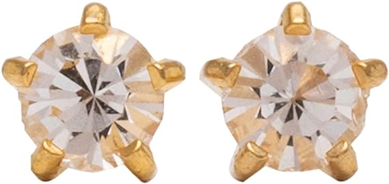 Studex 3MM April – Crystal Birthstone 24K Pure Gold Plated Ear Studs | Hypoallergenic | Ideal for every day wear