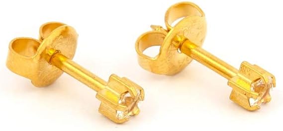 Studex 3MM April – Crystal Birthstone 24K Pure Gold Plated Ear Studs | Hypoallergenic | Ideal for every day wear