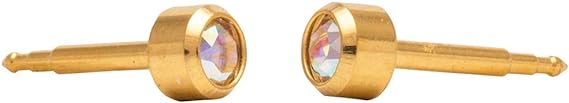 Studex 3MM Crystal Bezel 24K Pure Gold Plated Ear Studs | Hypoallergenic | Ideal for every day wear