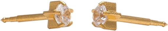 Studex 3MM Cubic Zirconia 24K Pure Gold Plated Ear Studs | Hypoallergenic | Ideal for every day wear