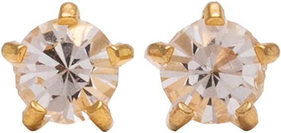 Studex 2MM April – Crystal Birthstone 24K Pure Gold Plated Ear Studs | Hypoallergenic | Ideal for every day wear
