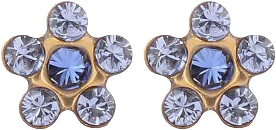 Daisy Light Sapphire – September Sapphire 24K Pure Gold Plated Ear Studs For Kids | Hypoallergenic | Ideal for every day wear