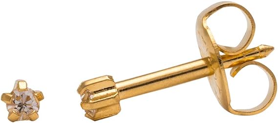 Studex 2MM أبريل - أقراط أذن مطلية بالذهب الخالص عيار 24 قيراط | هيبوالرجينيك | مثالي للارتداء اليومي