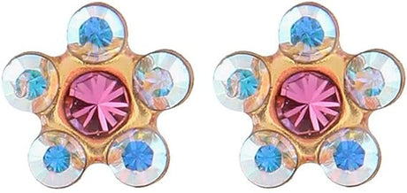 Daisy Ab Crystal – October Rose 24K Pure Gold Plated Ear Studs For Kids | Hypoallergenic | Ideal for every day wear