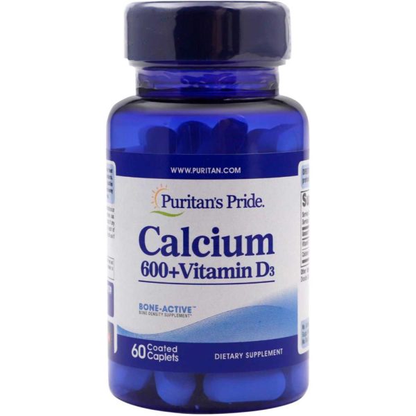 Puritan's Pride Calcium 600 + Vitamin D3 Caplets 60's