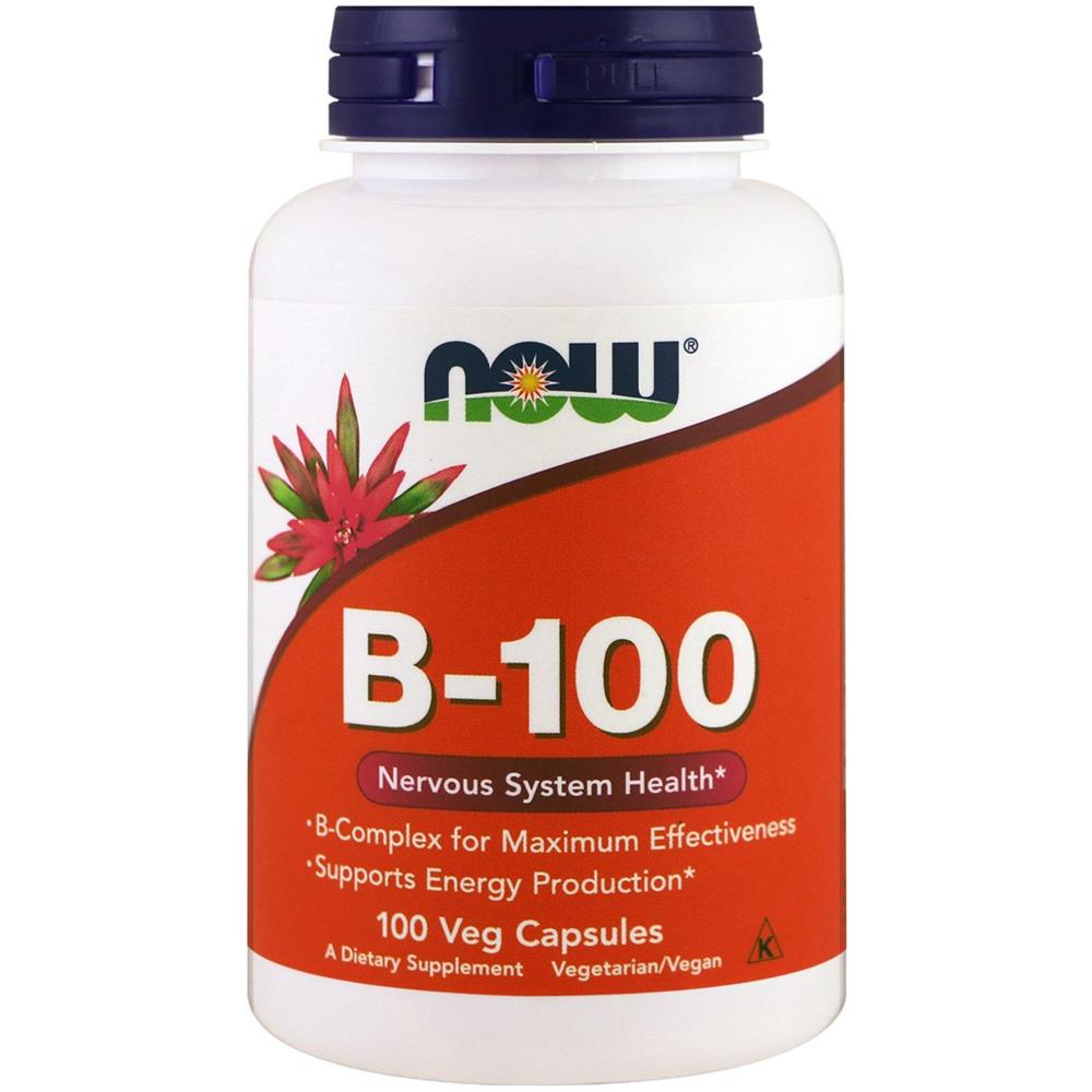 الآن B-100 كبسولات نباتية صحية للجهاز العصبي، 100 كبسولة