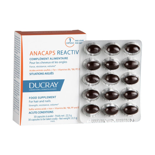 Ducray Anacaps Reactiv الشعر والأظافر × 30 كبسولة