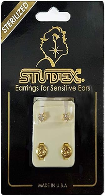 أقراط Studex® Select™ April Crystal Tiffany الكبيرة المطلية بالذهب عيار 24 قيراط والتي لا تسبب الحساسية