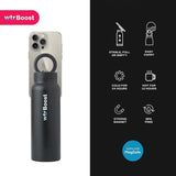 WTR Boost Black Insulated Stainless Steel Water Bottle with Mobile Holder,  Flask for Hot or Cold Beverages - 500ml