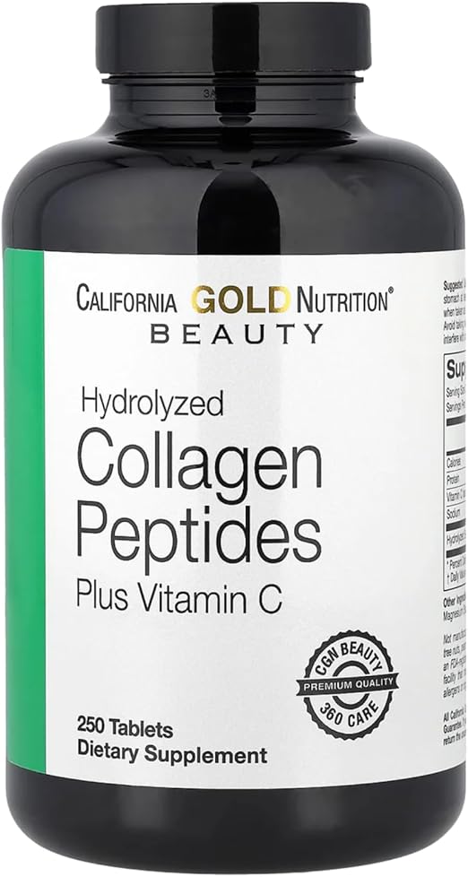 California Gold Nutrition Collagen Peptides Plus Vitamin C Dietary Supplement 250 Tablets California Gold Nutrition
