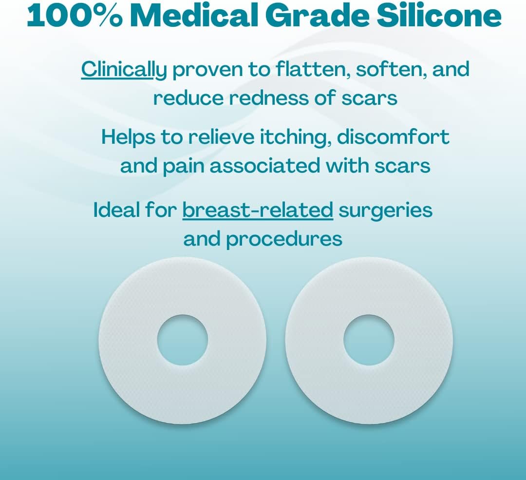 NewGel+ Advanced Silicone Scar Treatment Sheeting - 1mm Thick, Clear, 1 Pair for Areola for Post-Surgery Cosmetic Procedures