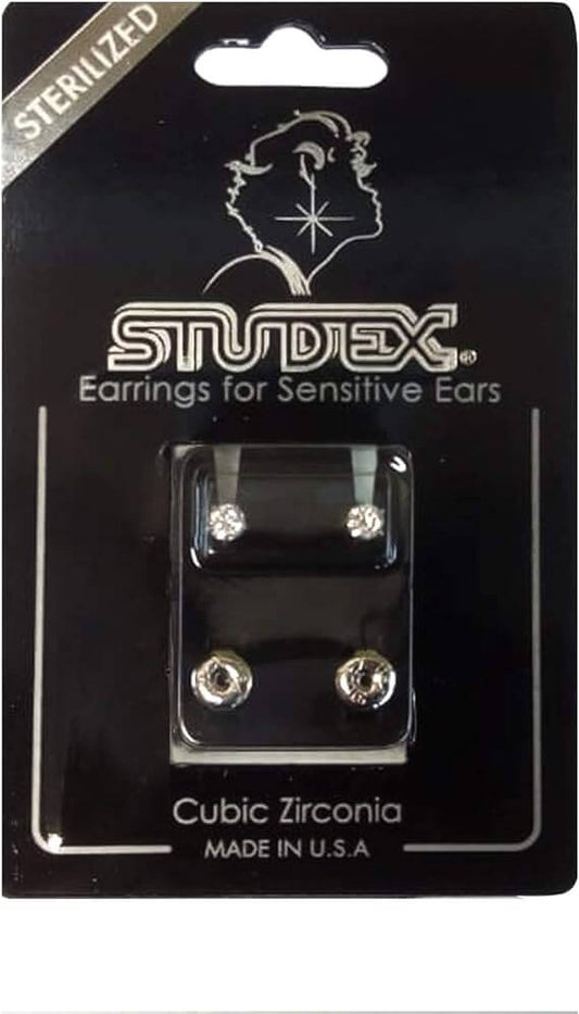 Studex 3MM مكعب زركونيا خالية من الحساسية الفولاذ المقاوم للصدأ الأذن مسمار | مثالي للارتداء اليومي
