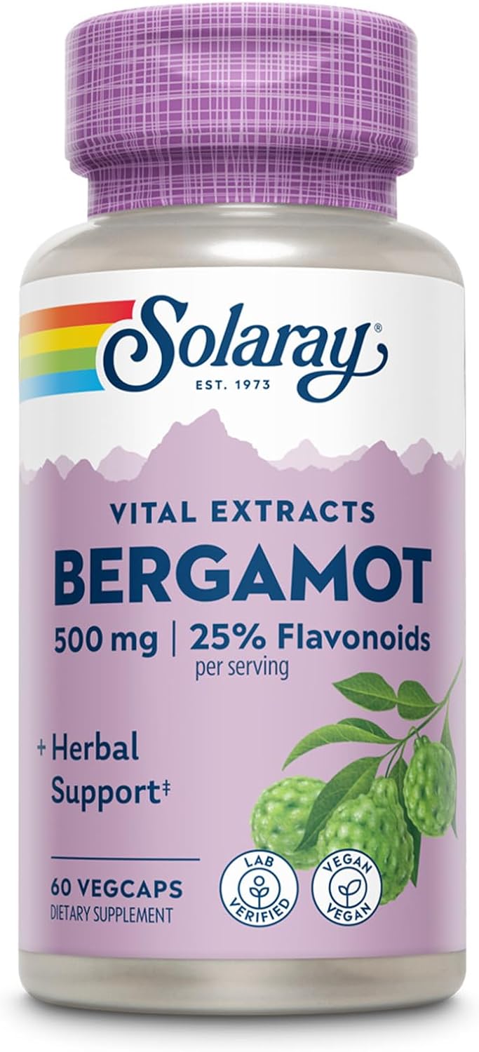 Solaray Bergamot Advanced Formula, Cardiovascular Support Fruit Extract, Veg Cap 500mg, Solaray
