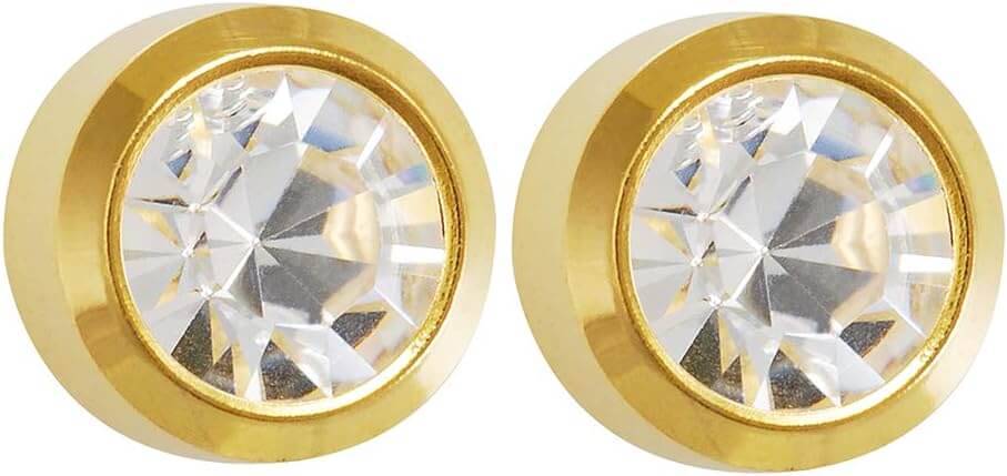 Studex 4MM April – Crystal Bezel 24K Pure Gold Plated Ear Studs | Hypoallergenic | Ideal for every day wear