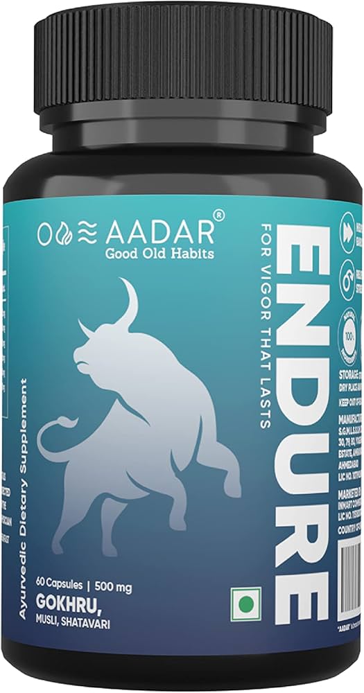 AADAR Endure Capsules Improves Energy Immunity Specially Formulated Contains 10+ Ayurvedic Herbs Including Shilajit Gokhru And Musli 60 Capsules