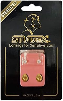 Studex 2MM أبريل - أقراط أذن مطلية بالذهب الخالص عيار 24 قيراط | هيبوالرجينيك | مثالي للاستخدام اليومي