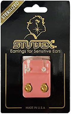 Studex 2MM أبريل - أقراط أذن مطلية بالذهب الخالص عيار 24 قيراط | هيبوالرجينيك | مثالي للارتداء اليومي