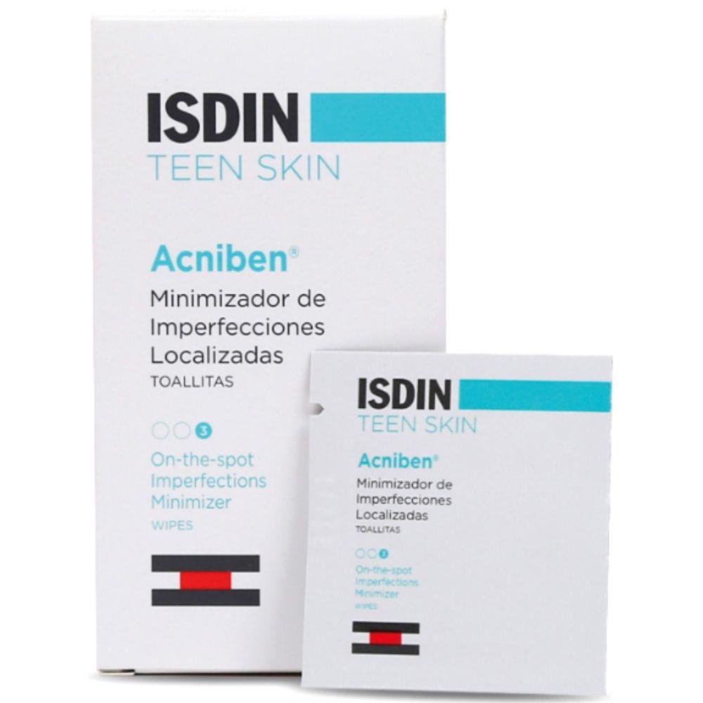 Isdin Teen Skin Acniben مناديل تقلل من عيوب البشرة، 30 منديل