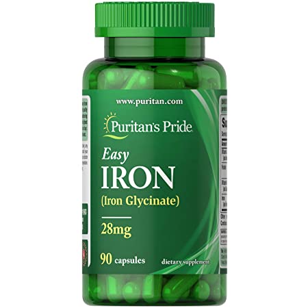 Puritan's Pride Easy Iron 28 Mg (Iron Glycinate) Capsules 90's