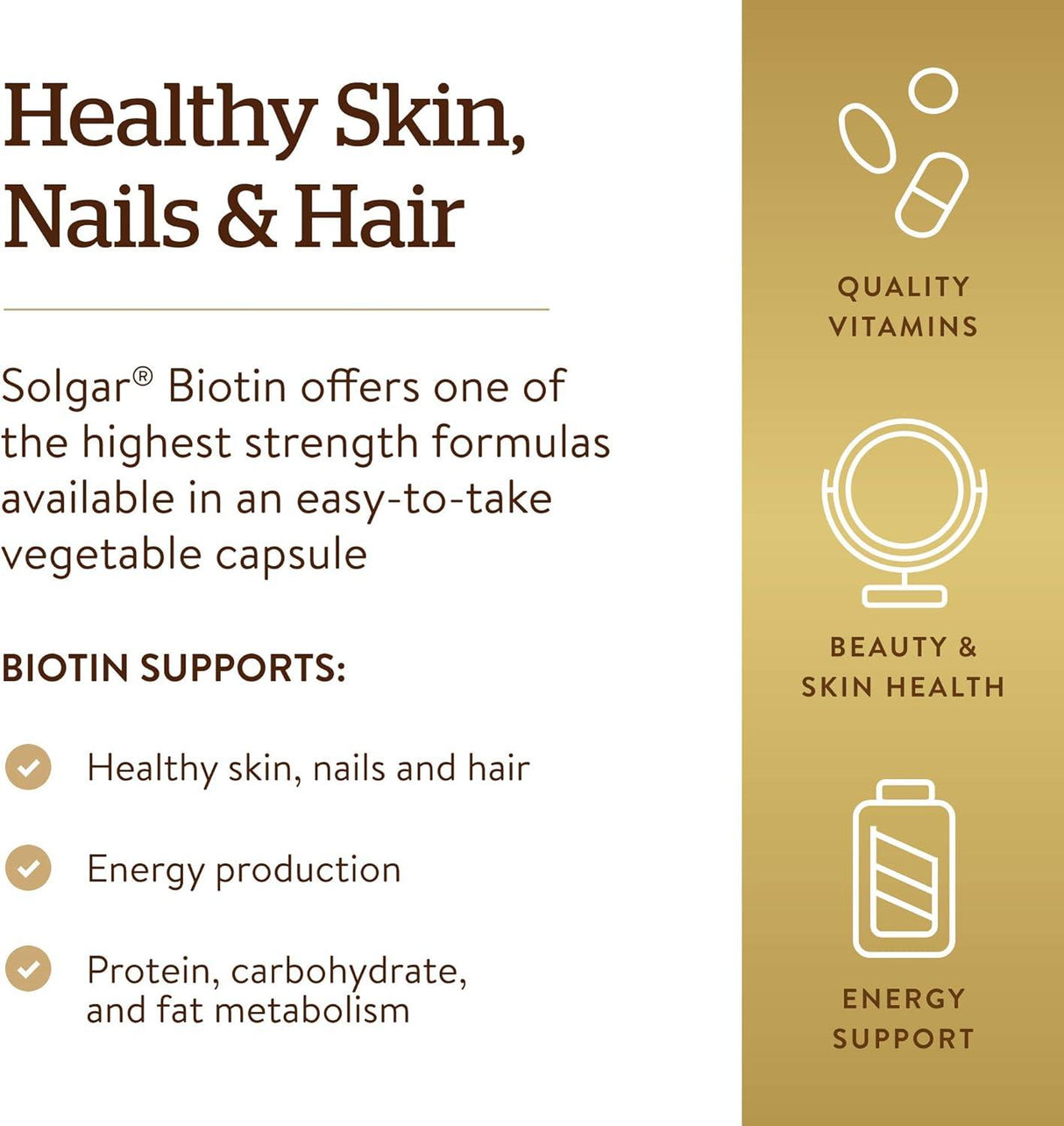 Solgar Biotin 10,000 Mcg, 60 Vegetable Capsules