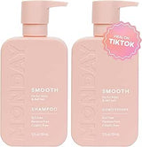 MONDAY HAIRCARE Smooth Shampoo + Conditioner Bathroom Set (2 Pack) 12oz Each for Frizzy, Coarse, and Curly Hair, Made from Coconut Oil, Shea Butter, & Vitamin E, 100% Recyclable Bottles