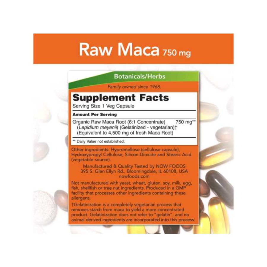 Now Foods MACA 750mg Vegetable Capsules 90's