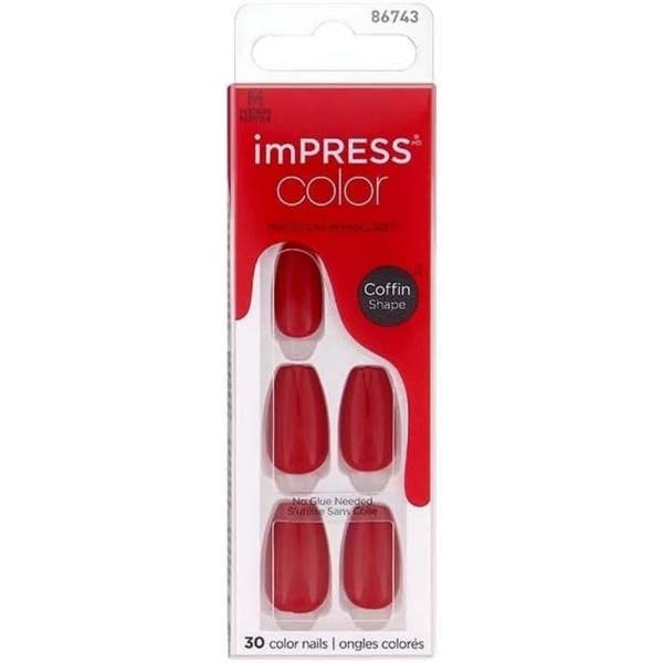 Kiss Impress Color Nails Med Coffin- Reddy Or Not Imc510C