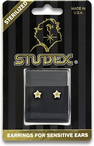 STUDEX Sensitive Stud Earrings 5mm Star Cut Cubic-Zirconia in a Tiffany Setting