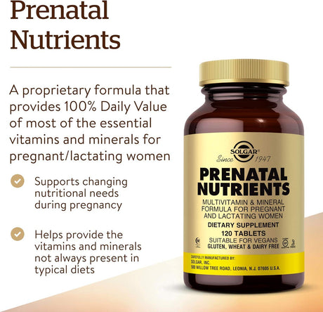 Solgar Prenatal Nutrients Tablets, 120 Tabs