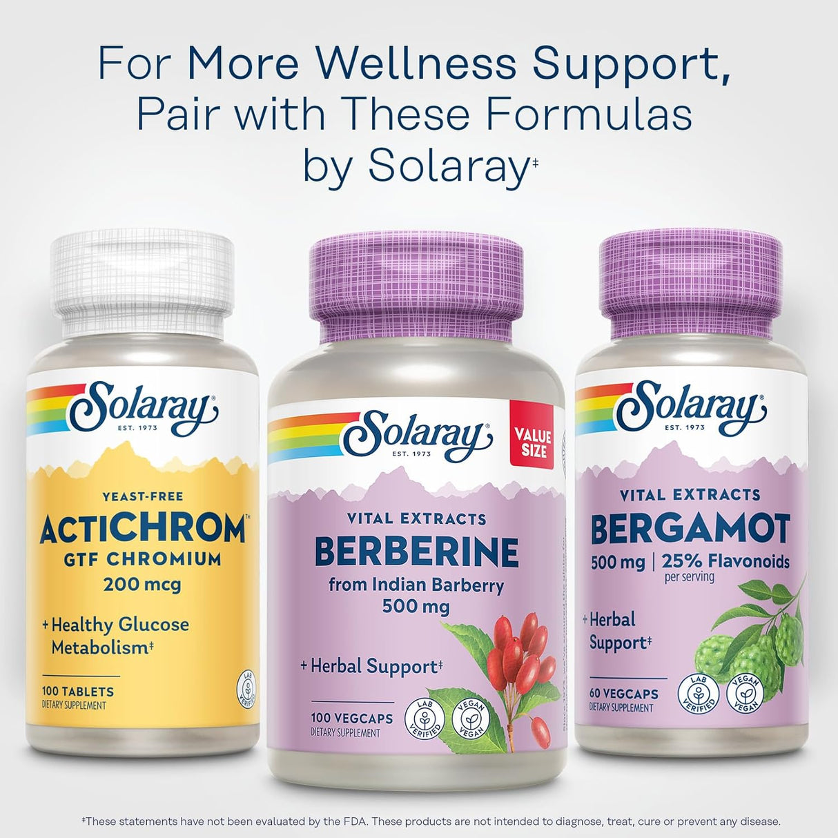 Solaray Bergamot Advanced Formula, Cardiovascular Support Fruit Extract, Veg Cap 500mg, Solaray