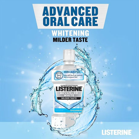 Listerine Advanced White Mouthwash With Zero Alcohol, Milder Taste, Spearmint Flavor, 500ml