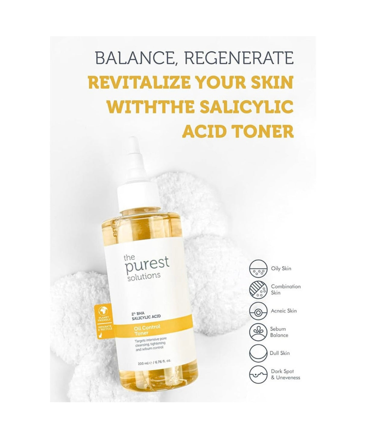 The Purest Solutions 2% BHA Salicylic Acid Oil Control Facial Toner 200ml