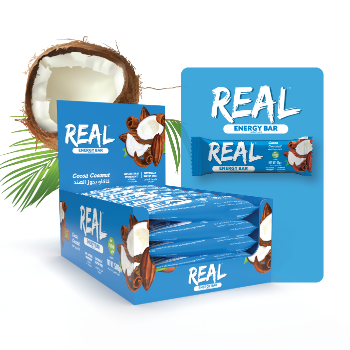 Real Energy Bar Cocoa Coconut 40g - Box of 25 Pcs