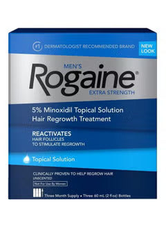 Rogaine 3-Piece Extra Strength Hair Regrowth Solution Set Clear 3x60ml