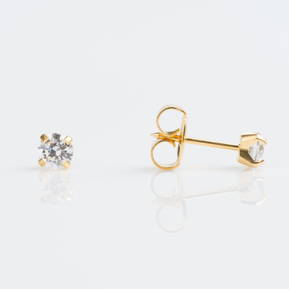 Sensitive Gold Plated Tiff. 4mm Cubic Zirconia