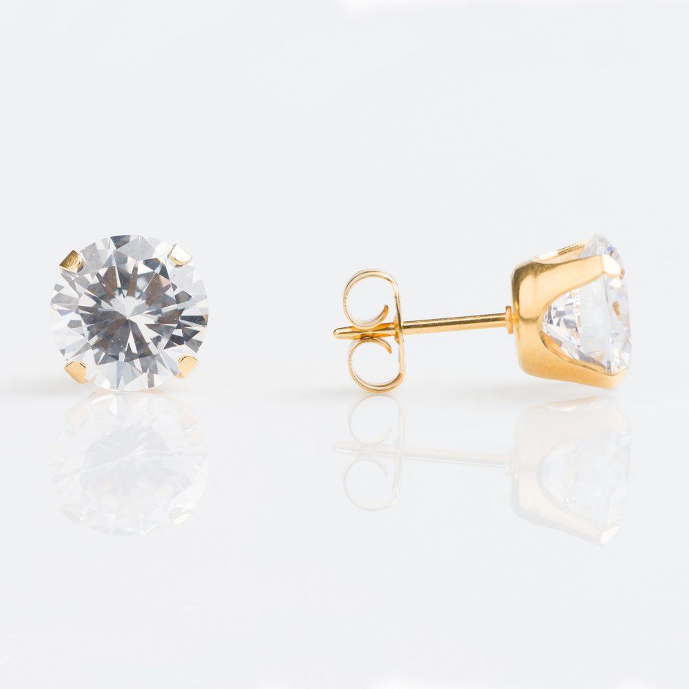 Sensitive Gold Plated Tiff. 8mm Cubic Zirconia