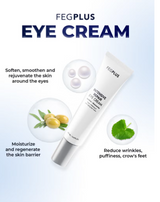 FEGPLUS Anti-Aging Eye Cream with HA & 15% Niacinamide, Eliminate Wrinkles, Eye Bags, Dark Circles, Puffiness,.. UVA & UVB Protection | The best eye cream made in the USA (20ml)