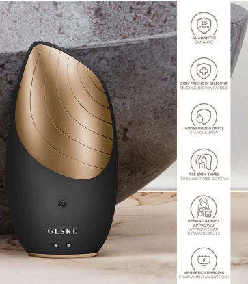 Geske SmartAppGuided 6-in-1 Sonic Thermo Facial Cleansing Brush In Gray Color