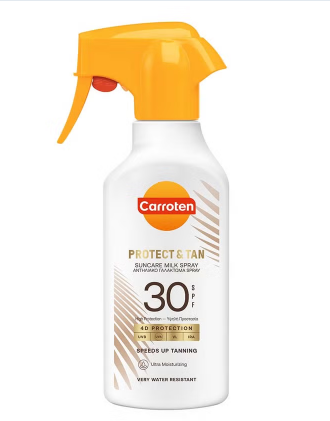 Carroten Protect & Tan Suncare SPF30 Tanning Body Milk Spray 270ml carroten