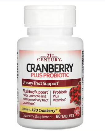 21st Century Cranberry Plus Probiotic Tablets For Urinary Tract Support, Pack of 60's