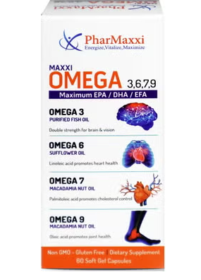 Pharmaxxi Maxxi Omega 3-6-7-9 Softgel Capsules For Whole Body Wellness, Pack of 60’s