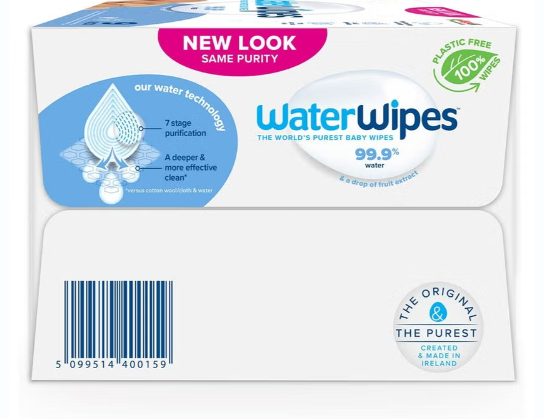 WaterWipes Original Plastic Free Baby Wipes, 9 Packs Each of 60 Unscented Wet Wipes waterwipes
