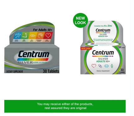 Centrum Silver With Lutein 50+ Adult Multivitamin Supplement Tablets, Pack of 30's