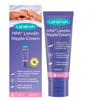 Lansinoh 100% HPA Lanolin Nipple Cream For Sore Nipples & Dry Cracked Skin 40ml