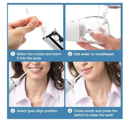 Portable Water Dental Flosser For Teeth Cleaning Dental Oral Irrigator With 4 Modes Scalable 5 Jet Nozzles IPX7 Water Resistance 300ML
